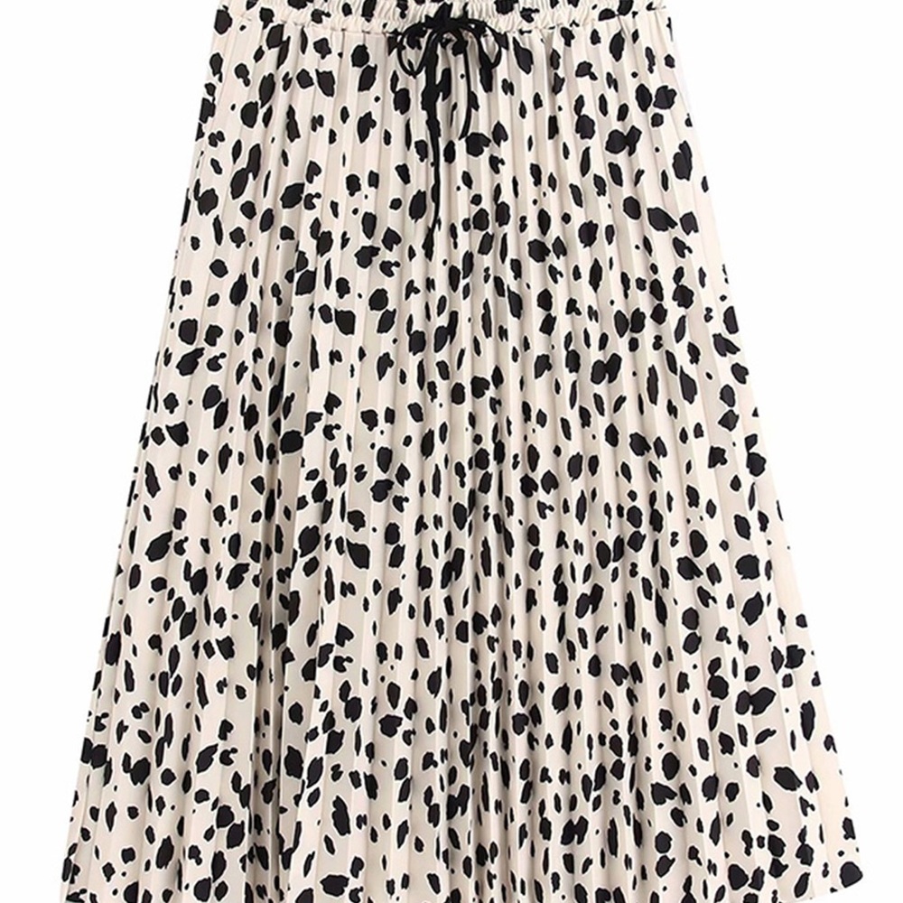 LEOPARD PRINT PLEATED MIDI SKIRT